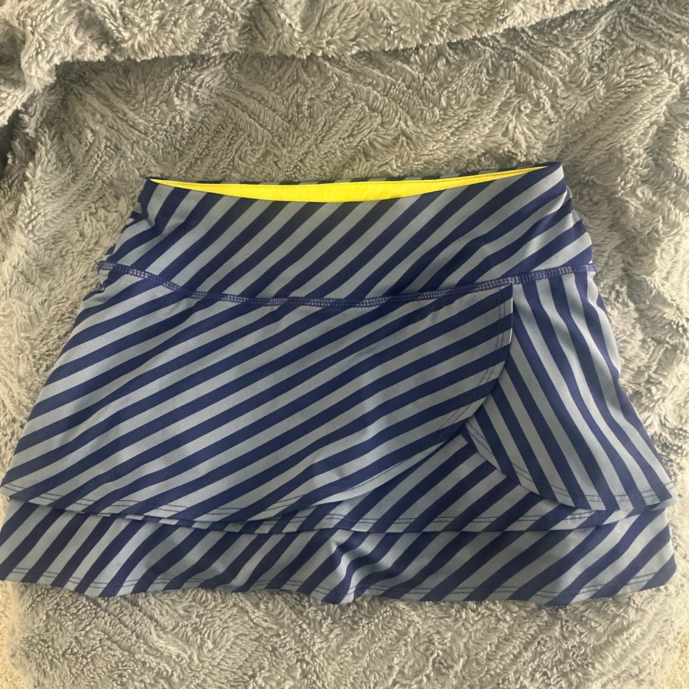 Athleta Blue Striped Tiered Athletic Skort~